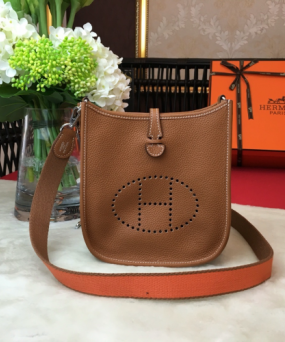 에르메스 미니 에블린16 골드브라운 은장